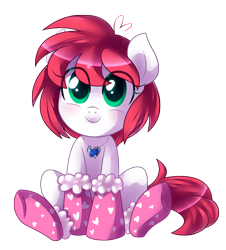 Size: 2000x2214 | Tagged: safe, artist:xnightmelody, imported from derpibooru, oc, oc only, oc:ceri, earth pony, pony, blushing, clothes, earth pony oc, female, jewelry, necklace, simple background, sitting, smiling, socks, transparent background