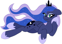 Size: 3884x2749 | Tagged: safe, artist:starsongdusk, imported from derpibooru, princess luna, alicorn, pony, female, looking at you, lying down, mare, on side, prone, simple background, solo, transparent background