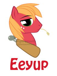 Size: 900x1200 | Tagged: safe, artist:xnightmelody, imported from derpibooru, big macintosh, earth pony, pony, bust, eeyup, head only, male, obtrusive watermark, profile, simple background, solo, straw in mouth, transparent background, watermark