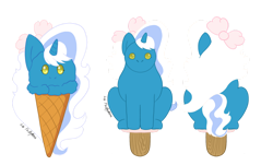 Size: 1280x775 | Tagged: safe, artist:lib-fluffymoss, imported from derpibooru, oc, oc:fleurbelle, alicorn, alicorn oc, bow, female, food, hair bow, horn, ice cream, mare, simple background, sitting, transparent background, wings, yellow eyes