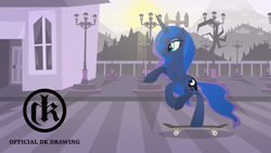 Size: 1920x1080 | Tagged: safe, artist:mcflurrylazermuffin, imported from derpibooru, princess luna, alicorn, pony, female, skateboard, solo