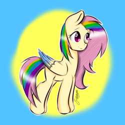 Size: 550x550 | Tagged: safe, artist:erinisanxious, imported from derpibooru, fluttershy, rainbow dash, pegasus, pony, female, fusion, smiling, solo