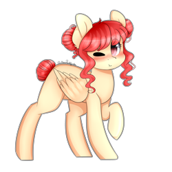 Size: 3000x3000 | Tagged: safe, artist:erinisanxious, imported from derpibooru, oc, oc only, oc:april rose, pegasus, pony, blushing, commission, commissioner:sketchywolf57, female, one eye closed, pegasus oc, raised hoof, simple background, transparent background, wink