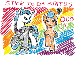 Size: 520x390 | Tagged: safe, artist:serra20, imported from derpibooru, fancypants, flash sentry, pegasus, pony, unicorn, clothes, duo, male, status quo