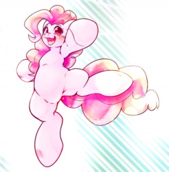 Size: 1668x1695 | Tagged: safe, artist:kurogewapony, imported from derpibooru, pinkie pie, earth pony, pony, abstract background, blushing, cute, diapinkes, female, happy, looking at you, mare, open mouth, open smile, simple background, smiling, smiling at you, solo, white background