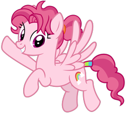 Size: 3000x2700 | Tagged: safe, artist:cheezedoodle96, imported from derpibooru, bifröst, pegasus, pony, .svg available, female, flying, friendship student, looking at you, mare, raised hoof, show accurate, simple background, smiling, smiling at you, solo, spread wings, svg, transparent background, vector, waving, wings