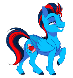 Size: 1178x1250 | Tagged: safe, artist:dvixie, imported from derpibooru, oc, oc only, oc:andrew swiftwing, pegasus, pony, commission, confident, grin, male, raised hoof, simple background, smiling, solo, stallion, transparent background