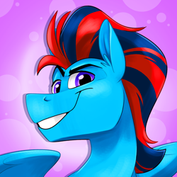 Size: 2500x2500 | Tagged: safe, artist:luximus17, imported from derpibooru, oc, oc only, oc:andrew swiftwing, pegasus, pony, bust, grin, high res, looking at you, male, portrait, smiling, solo, stallion, wings