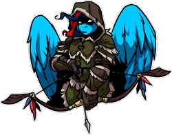 Size: 2538x1990 | Tagged: safe, artist:atryl, imported from derpibooru, oc, oc only, oc:andrew swiftwing, anthro, pegasus, alternate universe, arrow, bow (weapon), bow and arrow, clothes, fantasy class, hoodie, leather armor, simple background, solo, sticker, transparent background, weapon, wings