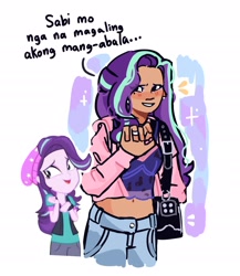 Size: 2000x2300 | Tagged: safe, artist:angehalos, imported from derpibooru, starlight glimmer, human, equestria girls, mirror magic, spoiler:eqg specials, bag, belly button, filipino, high res, humanized, jewelry, philippines, ring, solo, translated in the comments