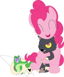 Size: 2982x3556 | Tagged: safe, artist:porygon2z, imported from derpibooru, gummy, pinkie pie, alligator, earth pony, pony, broken horn, collar, crossover, hilarious in hindsight, horn, king clawthorne, show accurate, simple background, skull, the owl house, titan, transparent background, unmasked