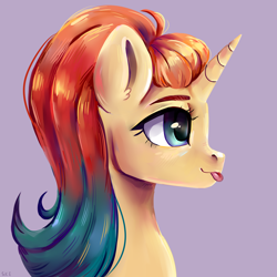 Size: 2600x2600 | Tagged: safe, artist:ske, imported from derpibooru, oc, oc only, oc:sheron, pony, unicorn, :p, bust, gift art, portrait, profile, raspberry, smiling, solo, tongue out