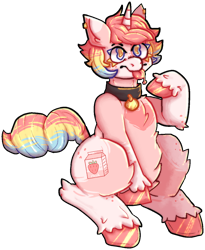 Size: 1050x1281 | Tagged: safe, artist:rigbythememe, imported from derpibooru, oc, oc only, oc:milky (rigbythememe), pony, unicorn, collar, simple background, solo, tongue out, transparent background