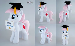 Size: 2200x1366 | Tagged: safe, artist:meplushyou, imported from derpibooru, nurse redheart, earth pony, pony, diploma, graduation cap, hat, irl, photo, plushie, solo