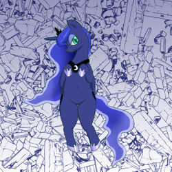 Size: 700x700 | Tagged: safe, artist:kushina13, imported from derpibooru, princess luna, alicorn, pony, body pillow, body pillow design, female, looking at you, lying down, mare, rubble, solo