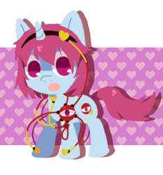 Size: 279x299 | Tagged: safe, artist:sukeyfour, imported from derpibooru, pony, unicorn, crossover, female, komeiji satori, mare, ponified, solo, touhou