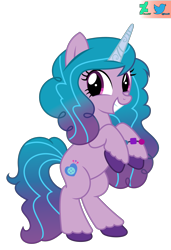 Size: 1900x2775 | Tagged: safe, artist:kuren247, imported from derpibooru, izzy moonbow, pony, unicorn, bracelet, cloven hooves, cute, female, g4, g5, g5 to g4, generation leap, high res, jewelry, looking at you, mare, my little pony: a new generation, rearing, simple background, smiling, solo, transparent background, unshorn fetlocks, vector