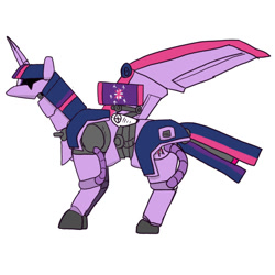 Size: 600x600 | Tagged: safe, artist:kushina13, imported from derpibooru, twilight sparkle, pony, robot, robot pony, side view, simple background, solo, twilight zero, white background