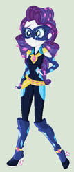 Size: 270x628 | Tagged: safe, artist:yulianapie26, imported from derpibooru, radiance, rarity, equestria girls, base used, boots, clothes, costume, female, mask, power ponies, shoes, simple background, smiling, solo