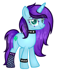 Size: 1297x1321 | Tagged: safe, artist:yulianapie26, imported from derpibooru, oc, oc only, pony, unicorn, base used, choker, fishnets, horn, simple background, smiling, solo, spiked choker, spiked wristband, tattoo, transparent background, unicorn oc, wristband