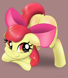 Size: 3400x3926 | Tagged: safe, artist:zionworldartist, imported from derpibooru, apple bloom, earth pony, pony, adorabloom, bloom butt, butt, cute, dock, face down ass up, female, filly, foal, jack-o challenge, meme, plot, smiling, solo, tail