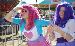 Size: 3115x1925 | Tagged: safe, artist:destructivedoll, artist:sarahndipity cosplay, imported from derpibooru, pinkie pie, rarity, human, equestria girls, 2017, clothes, cosplay, costume, irl, irl human, photo