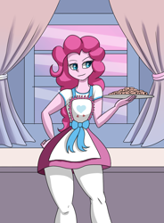 Size: 1400x1900 | Tagged: safe, artist:zachc, imported from derpibooru, pinkie pie, equestria girls, equestria girls series, the craft of cookies, spoiler:eqg series (season 2), apron, clothes, cookie, female, food, solo