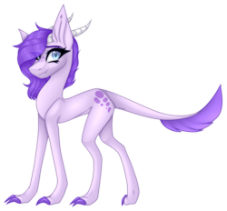 Size: 2545x2357 | Tagged: safe, artist:ouijaa, imported from derpibooru, oc, oc only, oc:crystal clarity, dracony, hybrid, kilalaverse, female, horns, interspecies offspring, offspring, parent:rarity, parent:spike, parents:sparity, simple background, slim, smiling, solo, transparent background