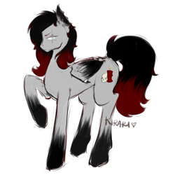 Size: 2362x2362 | Tagged: safe, artist:kirari_chan, imported from derpibooru, oc, oc only, bat pony, pegasus, pony, undead, vampire, bat pony oc, bat wings, black hair, candle, dominant, dominatrix, edgy, eye scar, female, full body, goth, goth pony, gothic, mare, mommy, one leg raised, pegasus oc, red and black oc, red hair, scar, simple background, sketch, skull, solo, standing, white background, wings