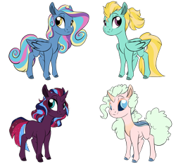 Size: 3100x2900 | Tagged: safe, artist:ask-y, imported from derpibooru, oc, oc only, pegasus, pony, unicorn, base used, horn, magical lesbian spawn, offspring, parent:lightning dust, parent:pinkie pie, parent:princess cadance, parent:princess luna, parent:shining armor, parent:tempest shadow, parent:thorax, parent:zephyr breeze, parents:shiningcadance, parents:tempestluna, pegasus oc, simple background, transparent background, unicorn oc, wings
