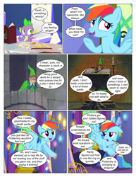 Size: 612x792 | Tagged: safe, artist:newbiespud, edit, edited screencap, imported from derpibooru, screencap, rainbow dash, spike, dragon, human, comic:friendship is dragons, clothes, collaboration, comic, dialogue, female, male, mare, screencap comic