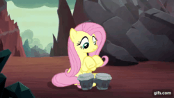 Size: 640x360 | Tagged: safe, imported from derpibooru, screencap, fluttershy, pegasus, pony, season 9, sweet and smoky, animated, bongos, eyes closed, female, gif, gifs.com, mare, open mouth, open smile, smiling, solo