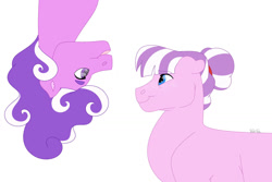 Size: 1280x854 | Tagged: safe, artist:itstechtock, imported from derpibooru, nurse sweetheart, screwball, pony, female, mother and child, mother and daughter, parent:nurse sweetheart, simple background, white background