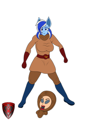 Size: 2893x4092 | Tagged: safe, artist:ladyfoxheart, imported from derpibooru, oc, oc only, oc:zipper zest, human, equestria girls, clothes, costume, looking at you, mask, ren and stimpy, simple background, solo, transparent background, waffle woman