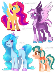 Size: 1024x1366 | Tagged: safe, artist:incendiarymoth, imported from derpibooru, oc, oc only, oc:cotton quill, alicorn, earth pony, original species, pegasus, pony, water pony, style emulation