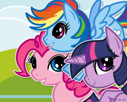 Size: 1000x800 | Tagged: safe, artist:sechst_himmel, imported from derpibooru, pinkie pie, rainbow dash, twilight sparkle, earth pony, pegasus, pony, unicorn, 2012, female, looking at you, mare, trio, unicorn twilight
