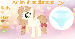 Size: 1280x664 | Tagged: safe, artist:cindystarlight, imported from derpibooru, oc, oc:ashley shine diamond, pegasus, pony, female, mare, reference sheet, solo