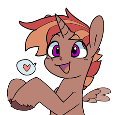 Size: 1261x1200 | Tagged: safe, artist:roachtoon, imported from derpibooru, oc, oc:spicefeather clash, alicorn, alicorn oc, heart, horn, simple background, speech bubble, transparent background, wings