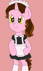 Size: 1212x2000 | Tagged: safe, artist:wrath-marionphauna, derpibooru exclusive, imported from derpibooru, oc, oc only, oc:color breezie, pony, unicorn, bipedal, clothes, digital art, maid, maid headdress, solo