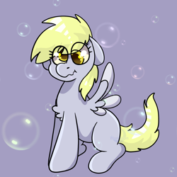 Size: 1440x1439 | Tagged: safe, artist:bluemoon, imported from derpibooru, derpy hooves, pegasus, pony, blank flank, bubble, cute, derpabetes, eye clipping through hair, female, filly, floppy ears, foal, solo, wide eyes