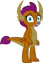 Size: 4025x5943 | Tagged: safe, artist:ponygamer2020, imported from derpibooru, smolder, dragon, undead, zombie, 28 pranks later, cookie zombie, dragoness, female, horn, implied rainbow dash, looking at you, rainbow muzzle, simple background, solo, tail, transparent background, vector, wings