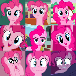 Size: 800x800 | Tagged: safe, artist:twilyisbestpone, edit, imported from derpibooru, screencap, pinkie pie, earth pony, pony, collage, compilation, cute, diapinkes, faic, female, mare, solo