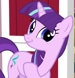 Size: 642x668 | Tagged: safe, edit, edited screencap, imported from derpibooru, screencap, starlight glimmer, pony, unicorn, harvesting memories, spoiler:harvesting memories, spoiler:mlp friendship is forever, alternate hairstyle, cropped, faic, female, looking at you, majestic as fuck, mane swap, mare, not twilight sparkle, smiling, smirk, solo, starlight sparkle, sweet apple acres, twiface, wrong neighborhood