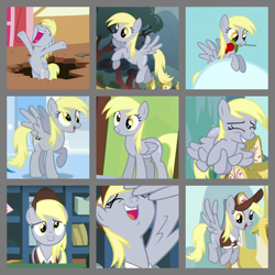 Size: 800x800 | Tagged: safe, artist:twilyisbestpone, edit, imported from derpibooru, screencap, derpy hooves, pegasus, pony, best gift ever, crusaders of the lost mark, fall weather friends, rainbow falls, season 1, season 2, season 4, season 5, slice of life (episode), sonic rainboom (episode), the last roundup, collage, compilation, cute, derpabetes, female, flower, mare, rose, solo