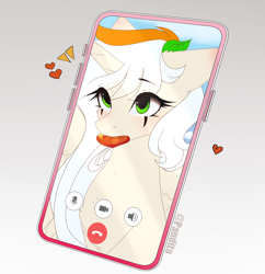 Size: 2032x2100 | Tagged: safe, alternate version, artist:2pandita, imported from derpibooru, oc, pony, unicorn, alternate character, cellphone, female, high res, mare, mouth hold, phone, smartphone, solo