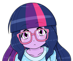 Size: 749x627 | Tagged: safe, alternate version, artist:batipin, imported from derpibooru, part of a set, twilight sparkle, equestria girls, female, glasses, simple background, solo, transparent background