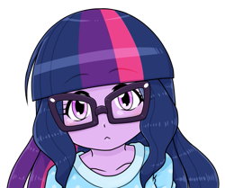 Size: 749x627 | Tagged: safe, alternate version, artist:batipin, imported from derpibooru, part of a set, twilight sparkle, equestria girls, female, glasses, simple background, solo, transparent background