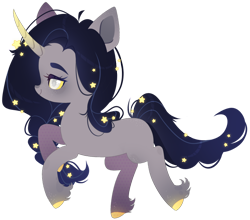 Size: 1024x900 | Tagged: safe, artist:miioko, imported from derpibooru, oc, oc only, pony, unicorn, ethereal mane, female, hoof fluff, horn, mare, simple background, solo, starry mane, transparent background, unicorn oc
