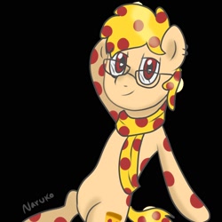 Size: 2000x2000 | Tagged: safe, artist:wrath-marionphauna, imported from derpibooru, oc, oc only, oc:oaky, food pony, original species, pizza pony, pony, clothes, glasses, high res, pizza, scarf, solo