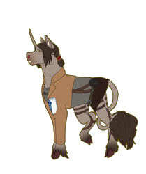 Size: 3600x4300 | Tagged: safe, artist:sashakruchkinatv, imported from derpibooru, pony, unicorn, attack on titan, clothes, ponified, simple background, solo, transparent background, ymir